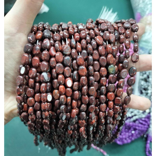 No_312_Natural Red Poppy Jasper Egg Shaped Bead_6*8mm_(Sold Per Strand)