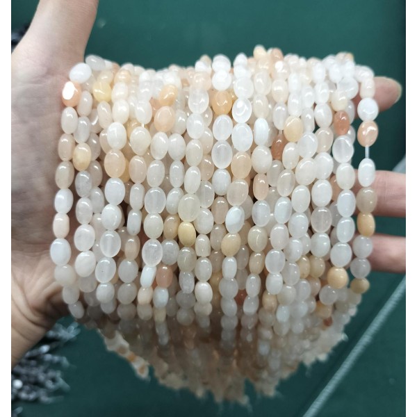 No_320_Natural Ice (translucent Grade) Pink Aventurine Egg Shaped Bead_6*8mm_(Sold Per Strand)