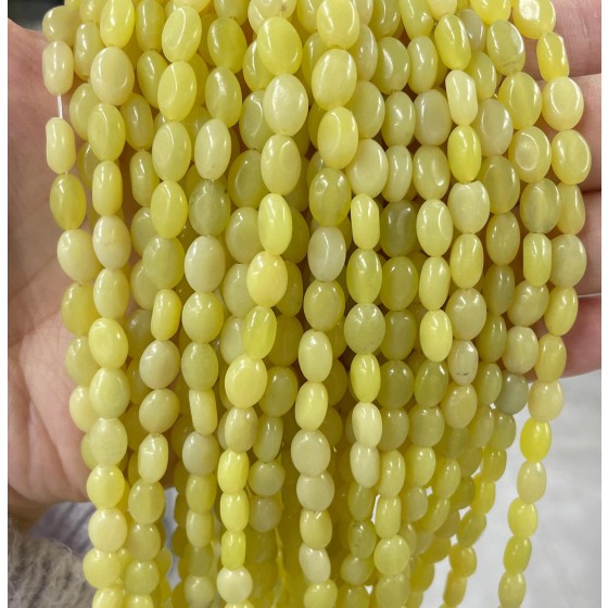 No_328_Natural Lemon Jade Egg Shaped Bead_6*8mm_(Sold Per Strand)