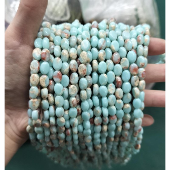No_329_Synthetic Shoushan Stone Egg Shaped Bead_6*8mm_(Sold Per Strand)