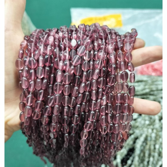 No_338_Purple Red Glass Egg Shaped Bead_6*8mm_(Sold Per Strand)