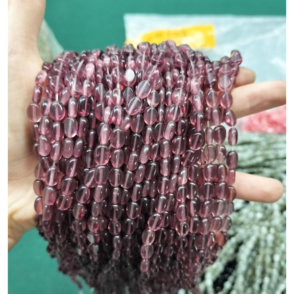 No_338_Purple Red Glass Egg Shaped Bead_6*8mm_(Sold Per Strand)