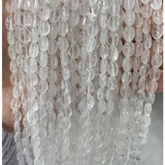 No_339_Natural White Crystal Egg Shaped Bead_6*8mm_(Sold Per Strand)