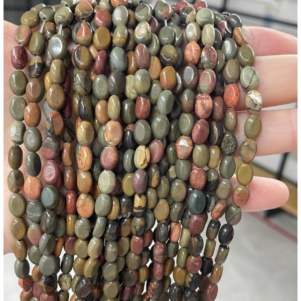 No_343_Natural Red Jasper Egg Shaped Bead_6*8mm_(Sold Per Strand)
