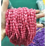 No_351_Enhanced Rhodochrosite Colored Chalcedony Egg Shaped Bead_6*8mm_(Sold Per Strand)