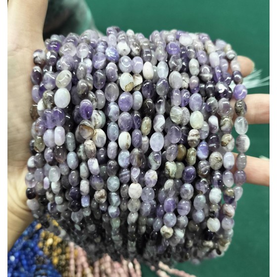 No_355_Natural Amethyst Egg Shaped Bead_6*8mm_(Sold Per Strand)