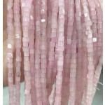 No_358_Natural Rose Quartz Square Bead_3mm_(Sold Per Strand)