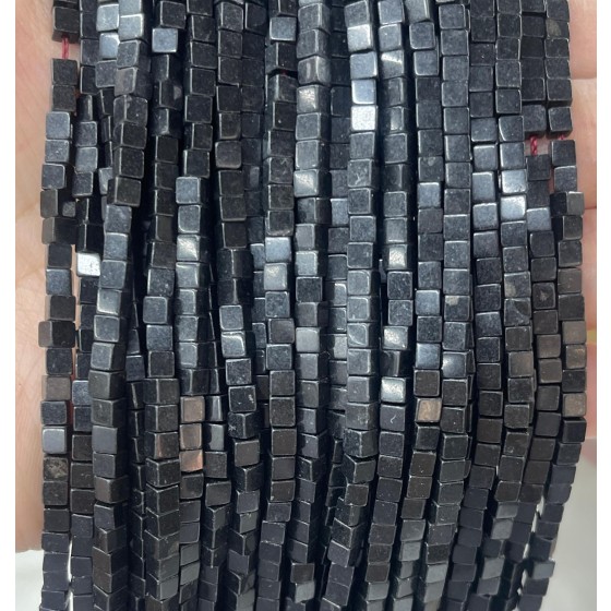 No_359_Natural Obsidian Cube Beads_3mm_(Sold Per Strand)