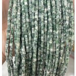 No_360_Natural Green Dot Stone Cube Beads_3mm_(Sold Per Strand)