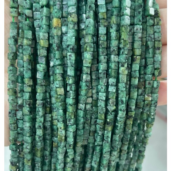 No_364_Enhanced African Turquoise Cube Beads_3mm_(Sold Per Strand)