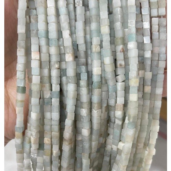 No_367_Natural Light Amazonite Cube Beads_3mm_(Sold Per Strand)