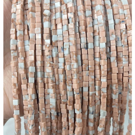 No_377_Synthetic Pink Imperial Jasper Cube Beads_3mm_(Sold Per Strand)