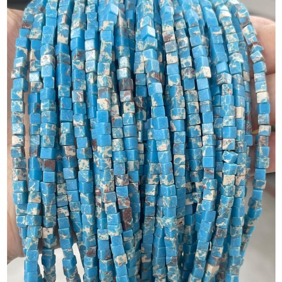 No_379_Synthetic Blue Imperial Jasper Cube Beads_3mm_(Sold Per Strand)