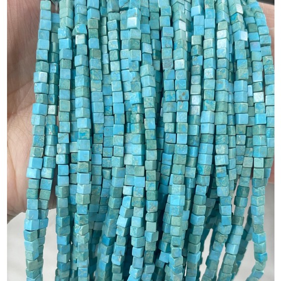 No_386_Synthetic Lake Blue Imperial Jasper Cube Beads_3mm_(Sold Per Strand)