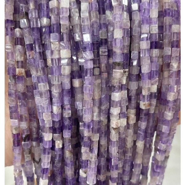 No_391_Natural Amethyst Cube Beads_3mm_(Sold Per Strand)
