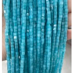 No_395_Enhanced Lake Blue Chalcedony Cube Beads_3mm_(Sold Per Strand)