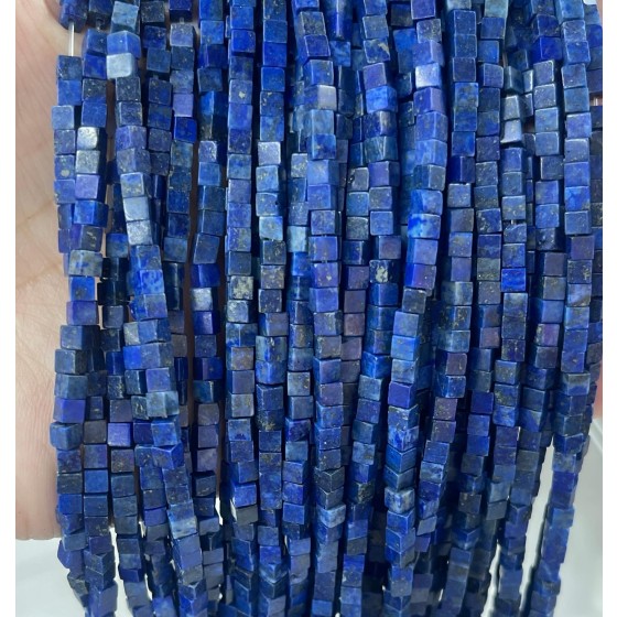 No_408_Enhanced Lapis Lazuli Cube Beads_3mm_(Sold Per Strand)