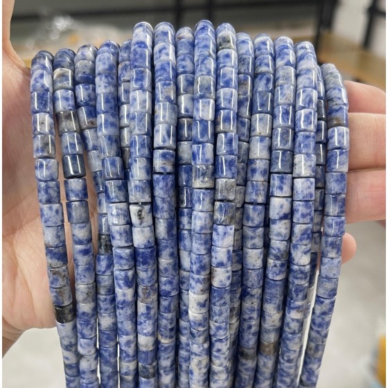 No_413_Natural Blue Spot Jasper Cylinder_6*6mm_(Sold Per Strand)