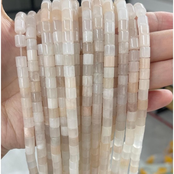 No_418_Natural Ice (translucent Grade) Pink Aventurine Cylinder_6*6mm_(Sold Per Strand)