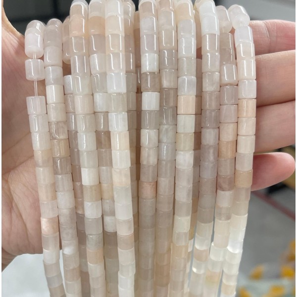 No_418_Natural Ice (translucent Grade) Pink Aventurine Cylinder_6*6mm_(Sold Per Strand)