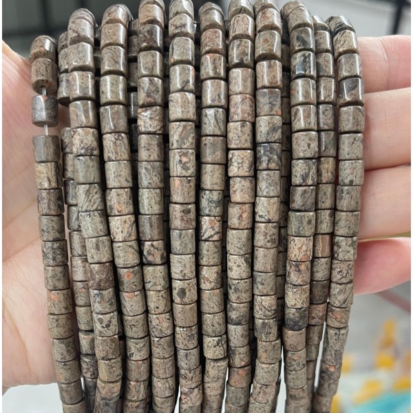 No_419_Natural Light Coffee Snowflake Stone Cylinder_6*6mm_(Sold Per Strand)
