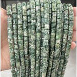 No_421_Natural Green Dot Stone Cylinder_6*6mm_(Sold Per Strand)