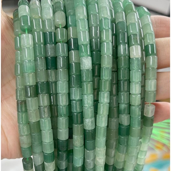 No_422_Natural Green Aventurine Cylinder_6*6mm_(Sold Per Strand)