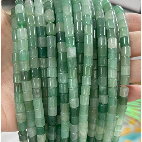 No_422_Natural Green Aventurine Cylinder_6*6mm_(Sold Per Strand)
