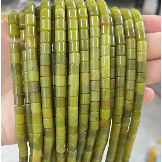 No_427_Natural Serpentine Jade Cylinder_6*6mm_(Sold Per Strand)