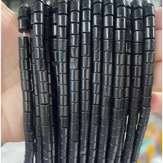 No_430_Natural Obsidian Cylinder_6*6mm_(Sold Per Strand)