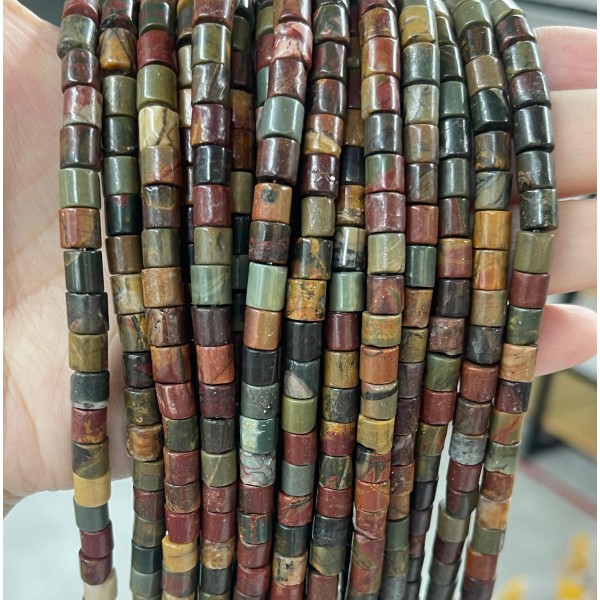 No_441_Natural Red Jasper Cylinder_6*6mm_(Sold Per Strand)