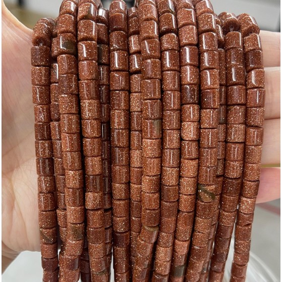 No_442_Synthetic Goldstone Cylinder_6*6mm_(Sold Per Strand)
