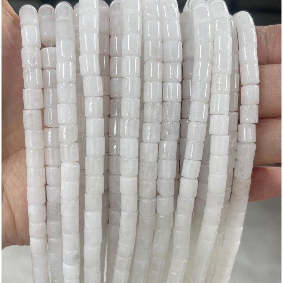 No_447_Natural White Jade Cylinder_6*6mm_(Sold Per Strand)
