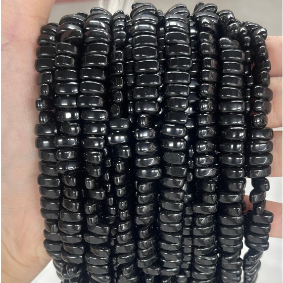 No_462_Natural Obsidian Center Drilled (short) Cat's Eye Marquise Beads_4*8mm_(Sold Per Strand)