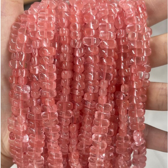 No_466_Synthetic Watermelon Red Crystal Center Drilled (short) Cat's Eye Marquise Beads_4*8mm_(Sold Per Strand)