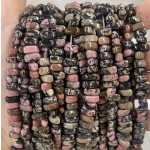 No_472_Natural Black Line Rhodochrosite Center Drilled (long) Marquise Beads_4*8mm_(Sold Per Strand)