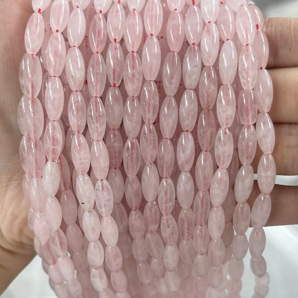 No_478_Natural Rose Quartz Rice Bead_5*12mm_(Sold Per Strand)