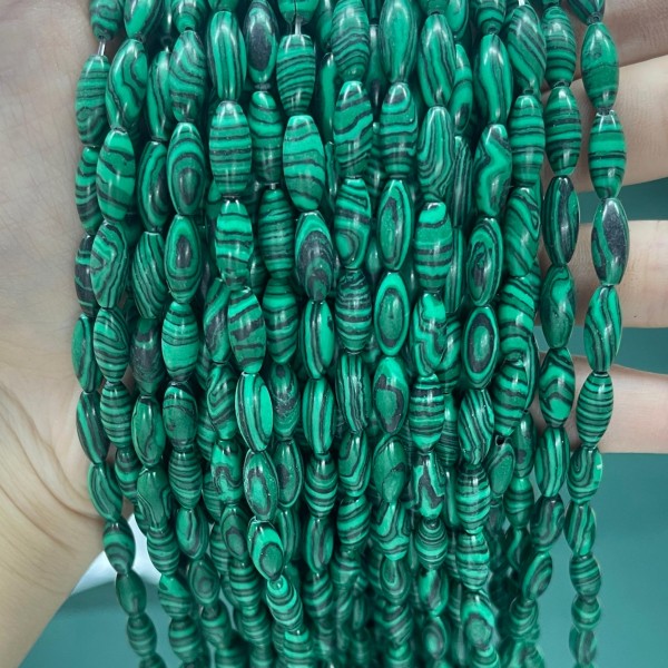 No_481_Synthetic Malachite Rice Bead_5*12mm_(Sold Per Strand)