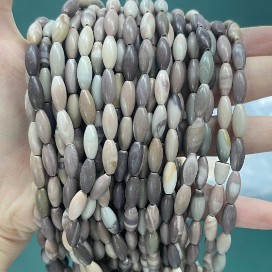 No_485_Natural Blue Banded Stone Rice Beads_5*12mm_(Sold Per Strand)