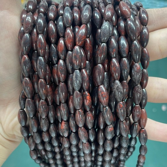 No_491_Natural Red Poppy Jasper Rice Beads_5*12mm_(Sold Per Strand)