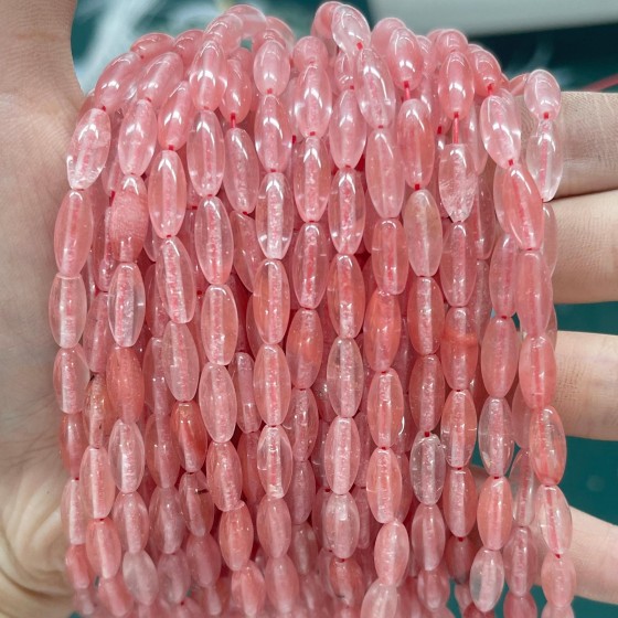 No_493_Synthetic Watermelon Red Crystal Rice Beads_5*12mm_(Sold Per Strand)