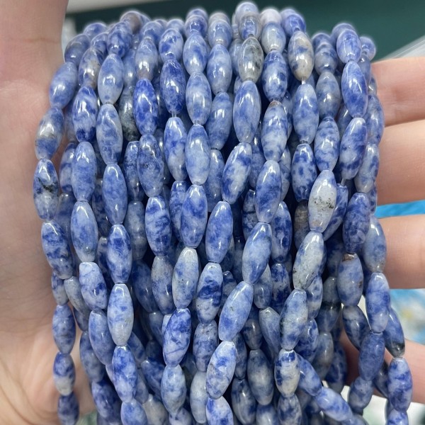 No_498_Natural Blue Spot Jasper Rice Beads_5*12mm_(Sold Per Strand)