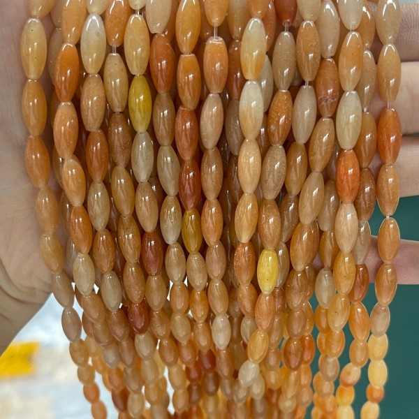 No_514_Natural Red Aventurine Rice Beads_5*12mm_(Sold Per Strand)