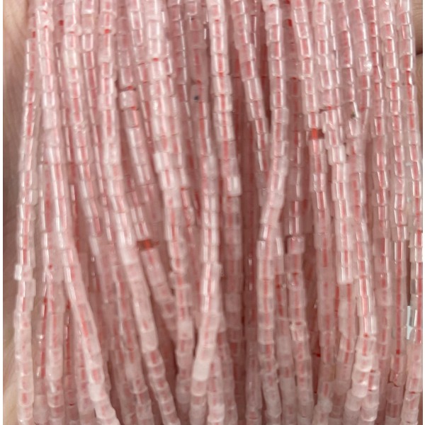 No_517_Natural Rose Quartz Small Cylinders_2*2mm_(Sold Per Strand)