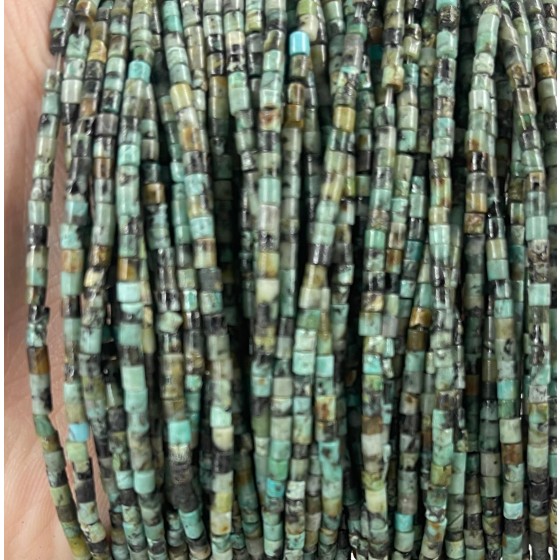 No_518_Natural African Turquoise Small Cylinders_2*2mm_(Sold Per Strand)