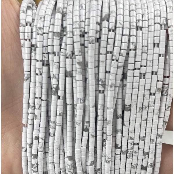 No_520_Natural White Turquoise Small Cylinders_2*2mm_(Sold Per Strand)