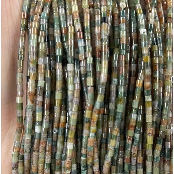 No_523_Natural Indian Agate Small Cylinder_2*2mm_(Sold Per Strand)