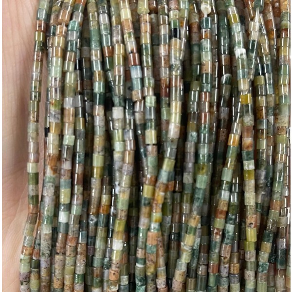 No_523_Natural Indian Agate Small Cylinder_2*2mm_(Sold Per Strand)