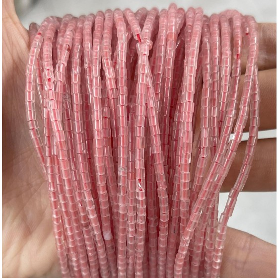 No_532_Synthetic Watermelon Red Crystal Small Cylinder_2*2mm_(Sold Per Strand)