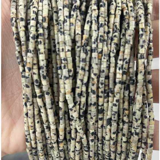 No_533_Natural Dalmation Jasper Small Cylinder_2*2mm_(Sold Per Strand)